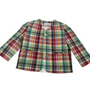 Vtg Imp Originals Kids Toddler Summer Plaid Blazer Jacket T3 3T SI53